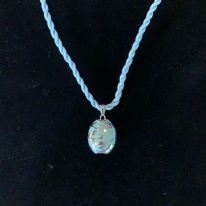 Blue Oval Swirl Resin Pendant